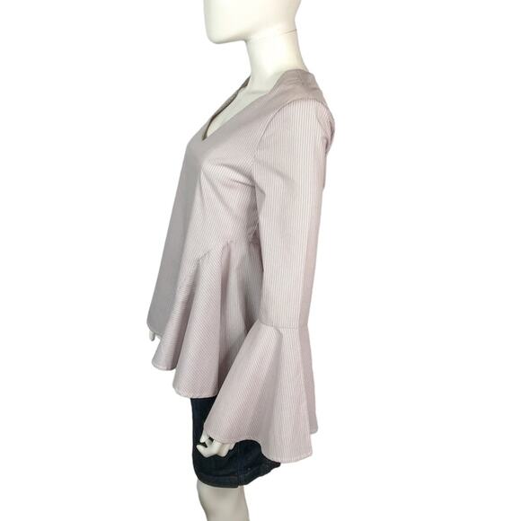 Romeo & Juliet NWT Peplum Blouse White Blue & Orange Long Sleeved - Picture 4 of 8